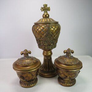 Three Wise Men Gifts OR everyday (3) Warm Gold Goblets with Lids Containers